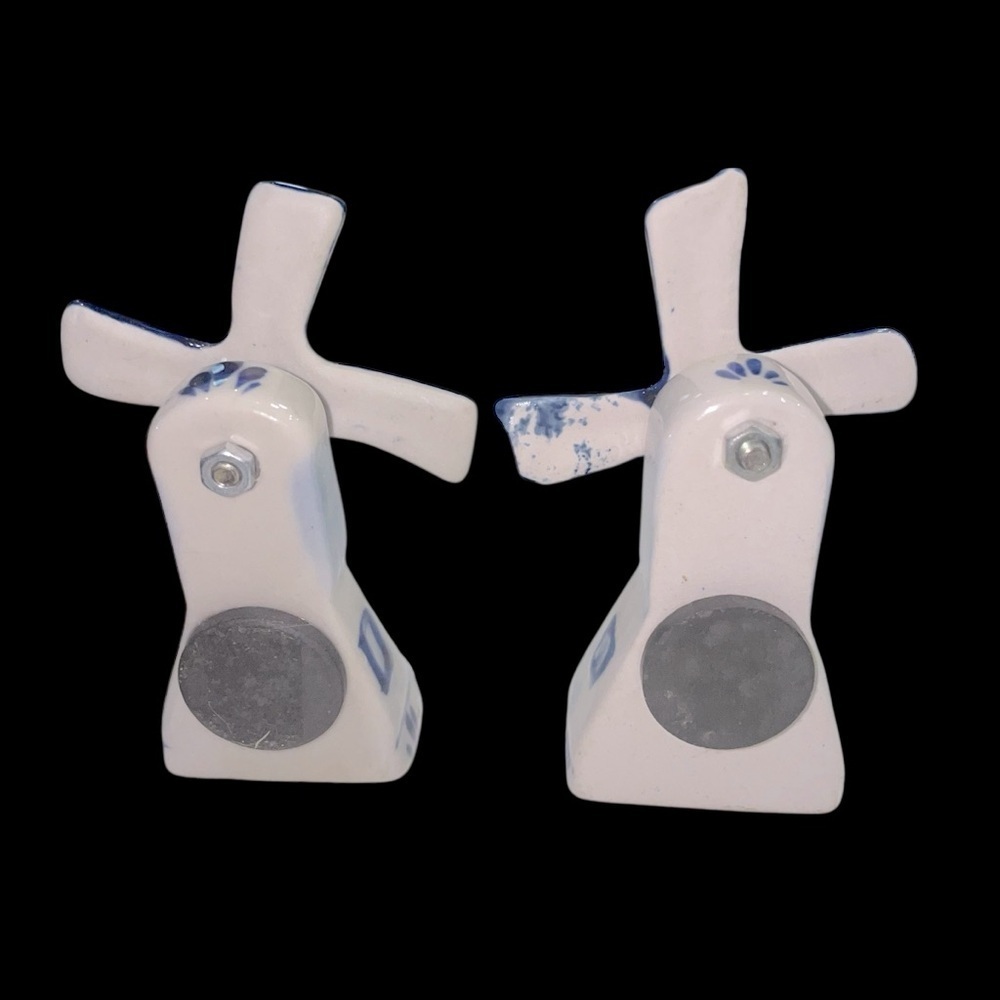 Vintage Blue & White Delft Holland Ceramic Figurines & Mini Windmills (Set of 5) - Picture 11 of 13